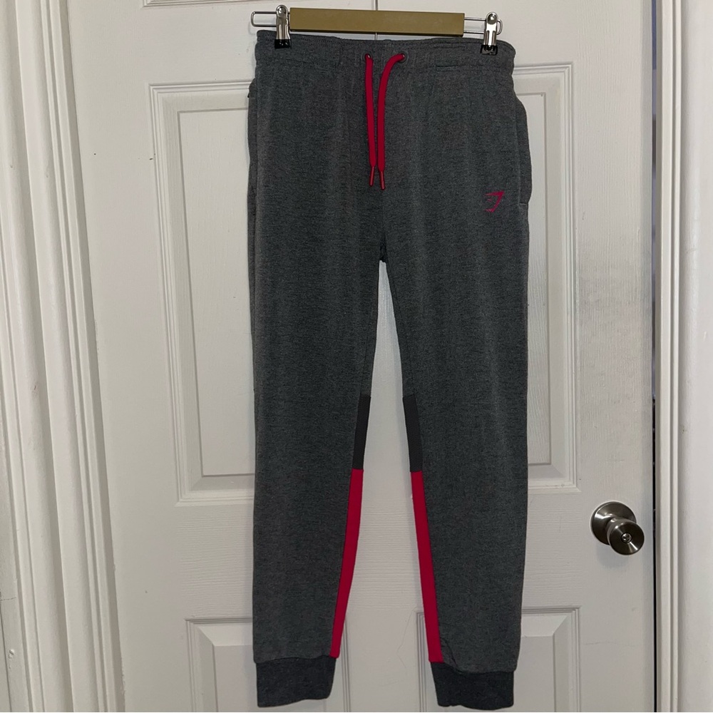 Gymshark Gray Joggers with Pink Detail